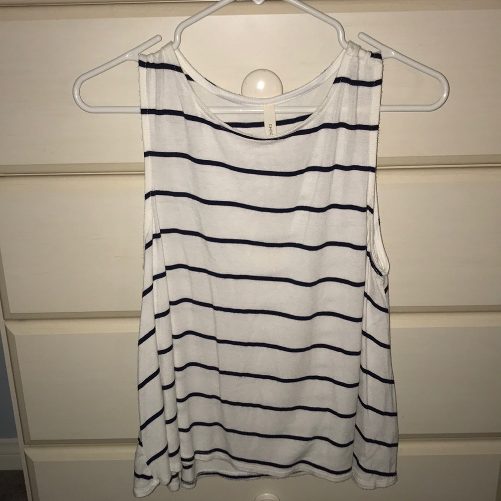 White and black striped tank (Small)
